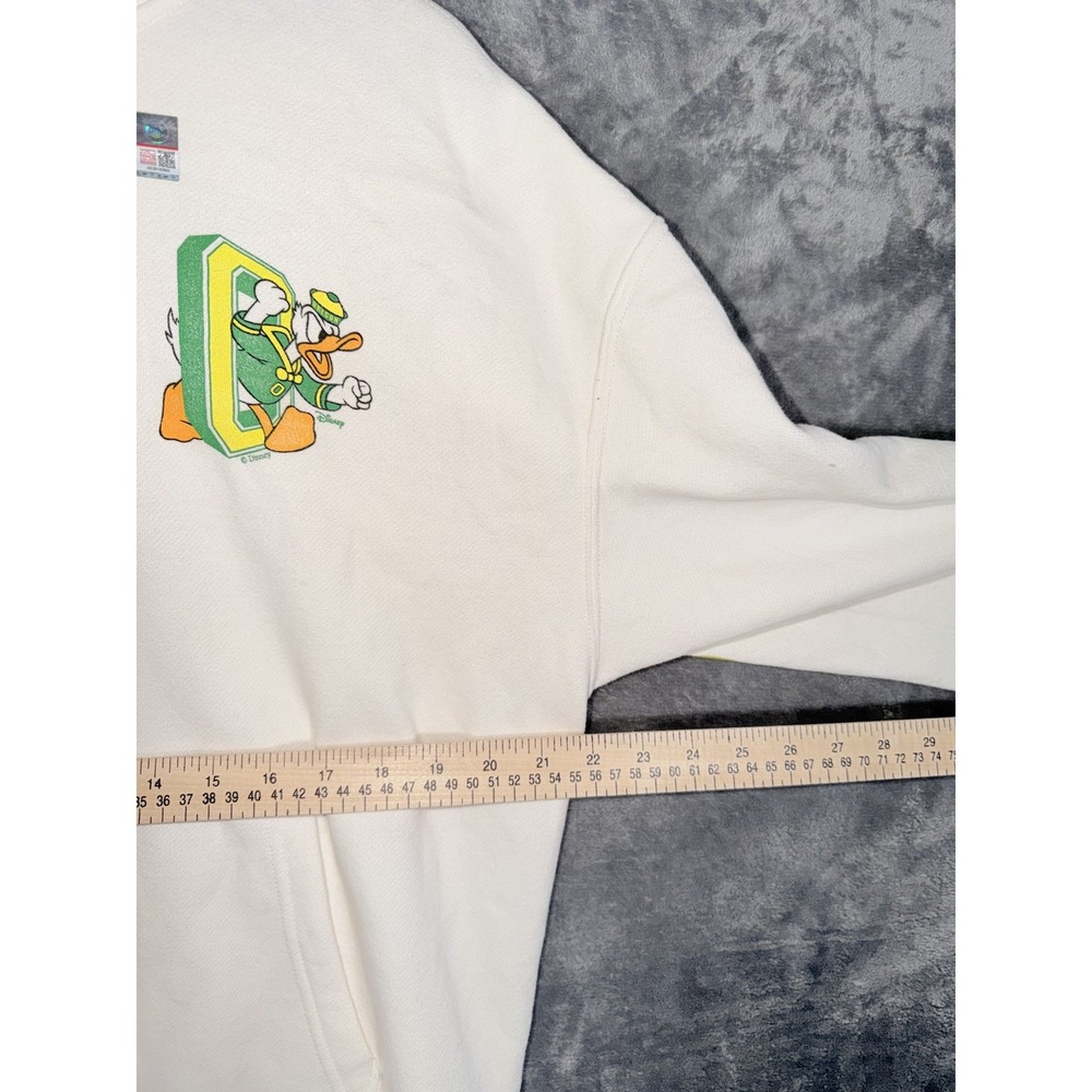 Hollister Unisex Hoodie Oregon Ducks Donald Duck M Cream Pullover Boxy Fit NCAA - Picture 6 of 8